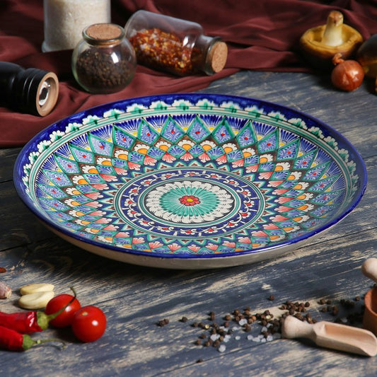 Usbekische Lagan - Rischtan Schale aus Keramik handarbeit 32/38/42/46 cm